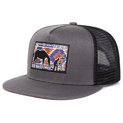 Unisex Horse Cross Embroidery Hip-hop Net Hats Spring Summer Sports Cap