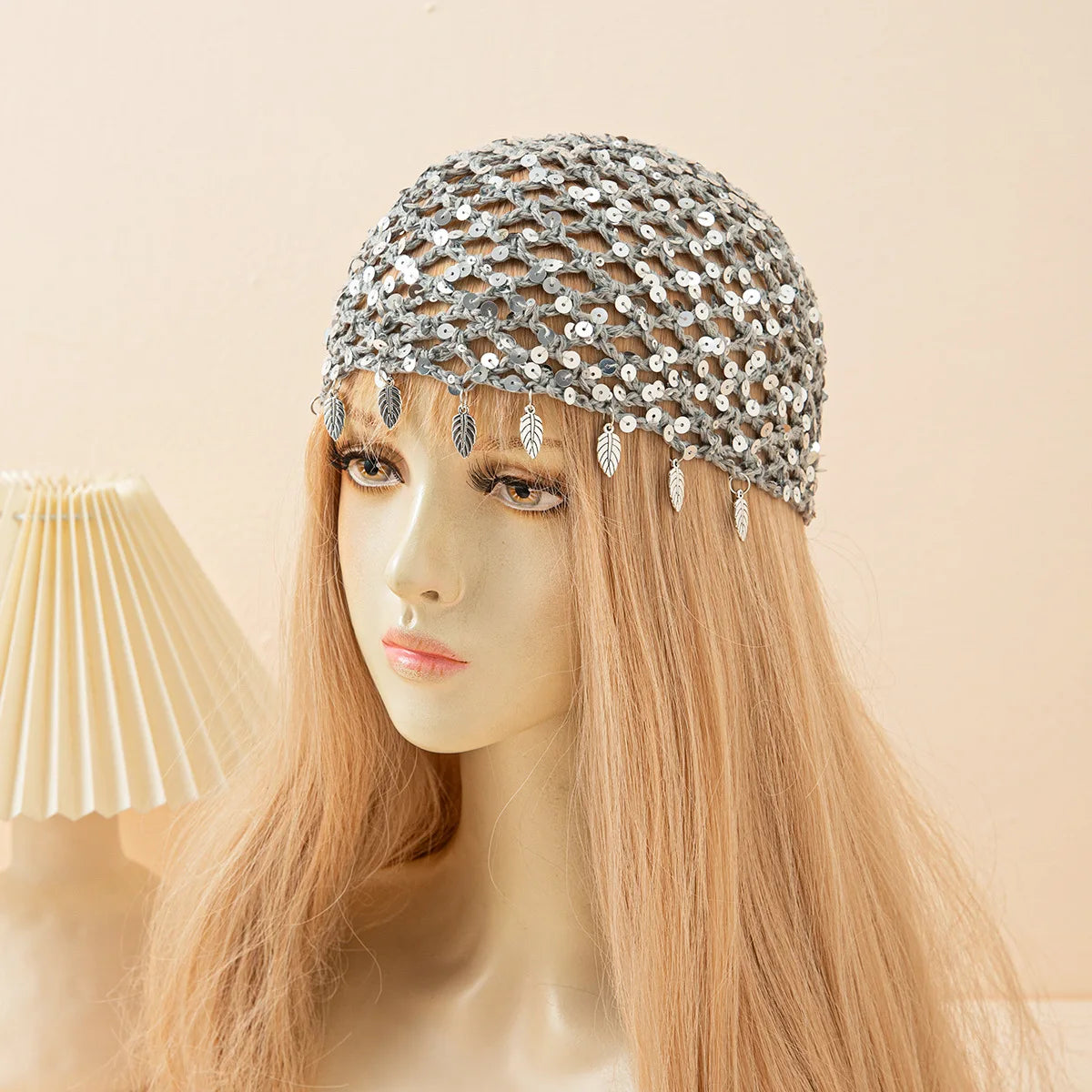 New Adult Hair Cap With Hollow Design Solid Color Knitted Mesh Cap