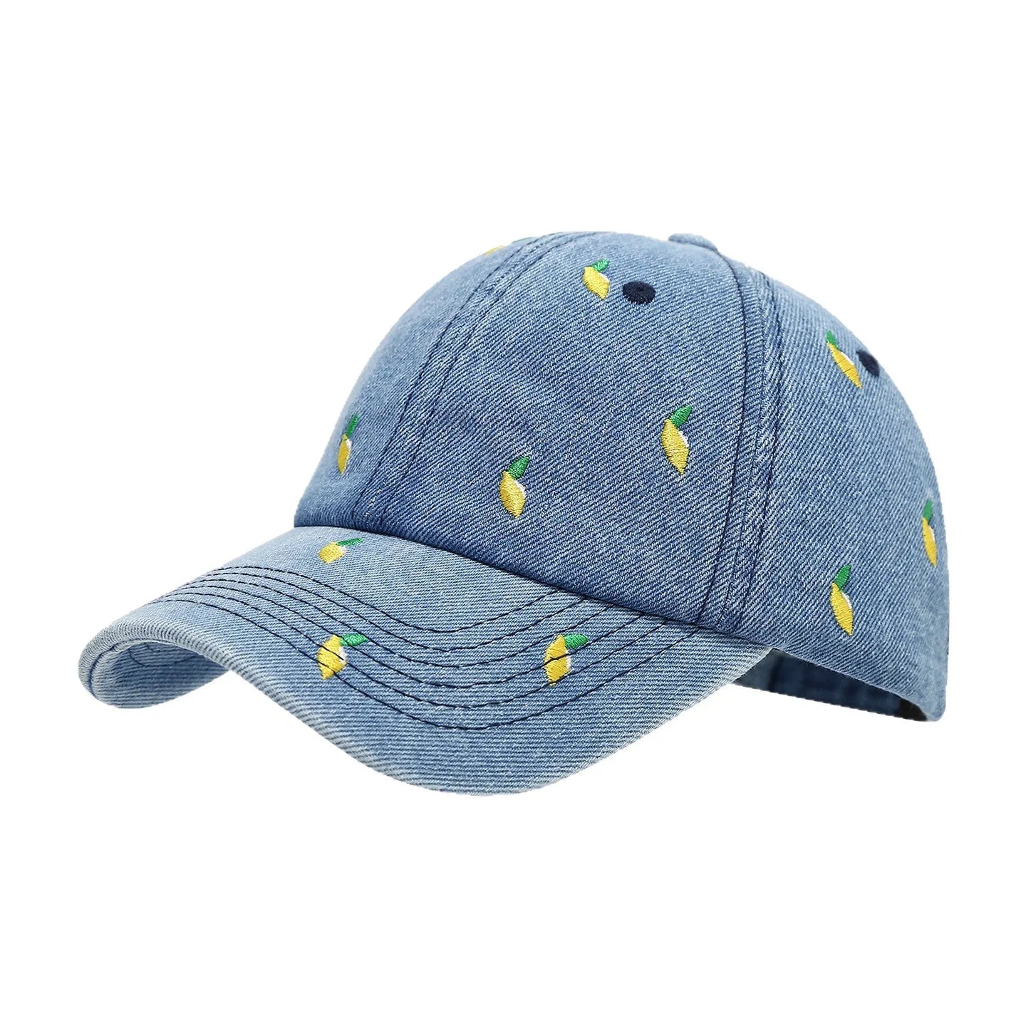 Lemon Summer Blue Denim Baseball Caps