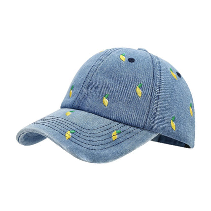 Lemon Summer Blue Denim Baseball Caps