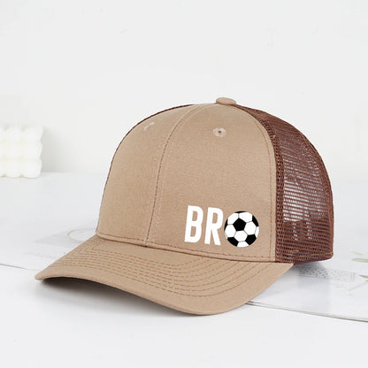 Bro Soccer Print Mesh Baseball Cap Unisex Sports Sun Hat For Men
