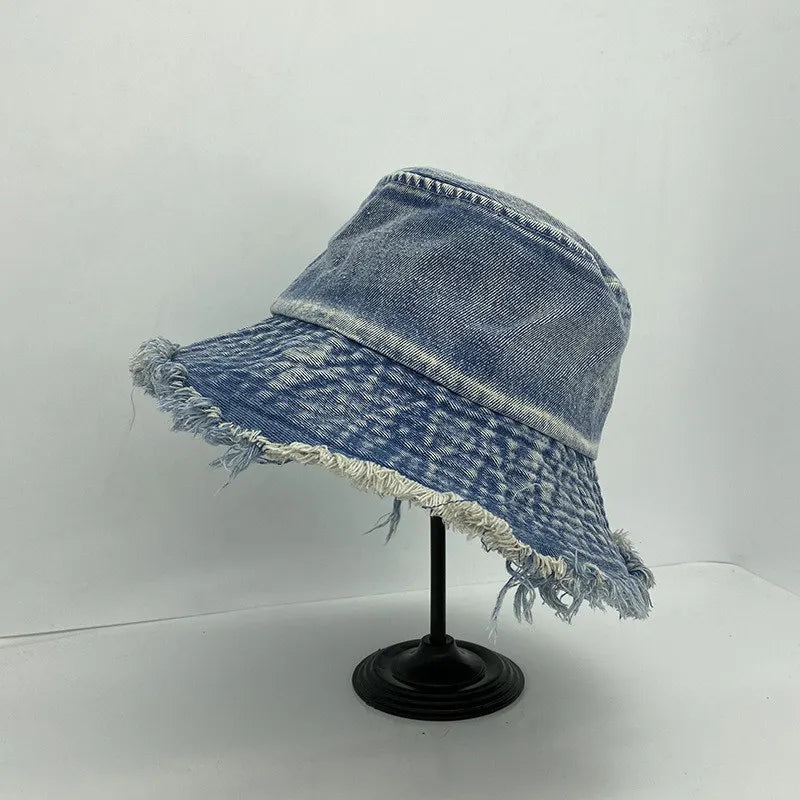 Women Fashion Retro Denim Washed Fisherman Cap