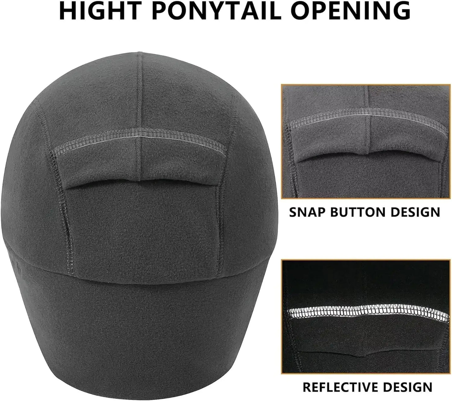 Women's Winter Reflective Fleece Ponytail Hat with Drop Down Ear Warmer Hat Baseball Cap