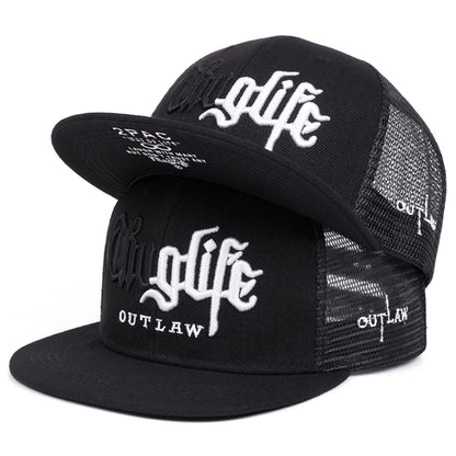 Mob Life Embroidered Street Hip Hop Hat Outdoor Daily Sunshade Mesh Hat