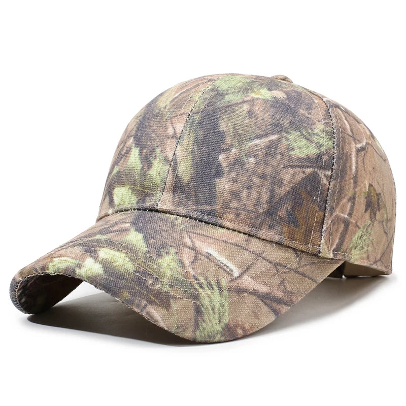 Baseball Cap With Leaf Jungle Camouflage Pattern For Outdoor Wilderness Hiking