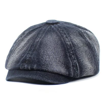 Denim Newsboy Cap Men Women Cotton Eight Panel Hat