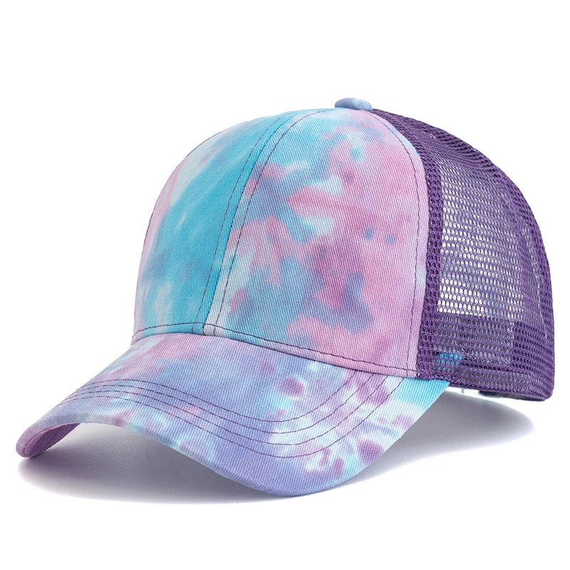 Women Ponytail Cap Tie Dyeing Design Baseball Cap Female