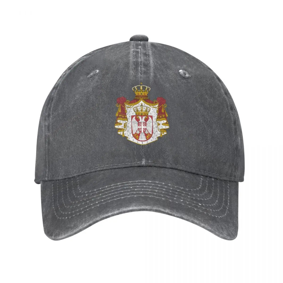 Men Baseball Cap Serbia Emblem Charcoal Washed Denim