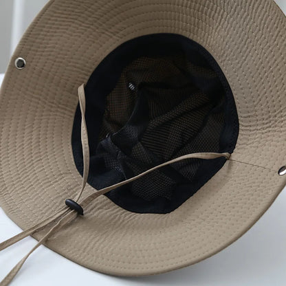 Men Cowboy Fisherman Hat Summer Outdoor Mountaineering Jungle Sunscreen Basin Cap