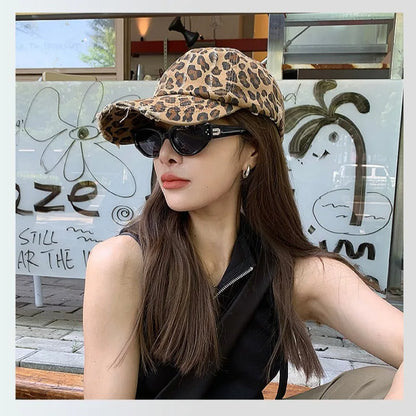 Leopard Print Baseball Cap, Female street Personality, Retro Vintage