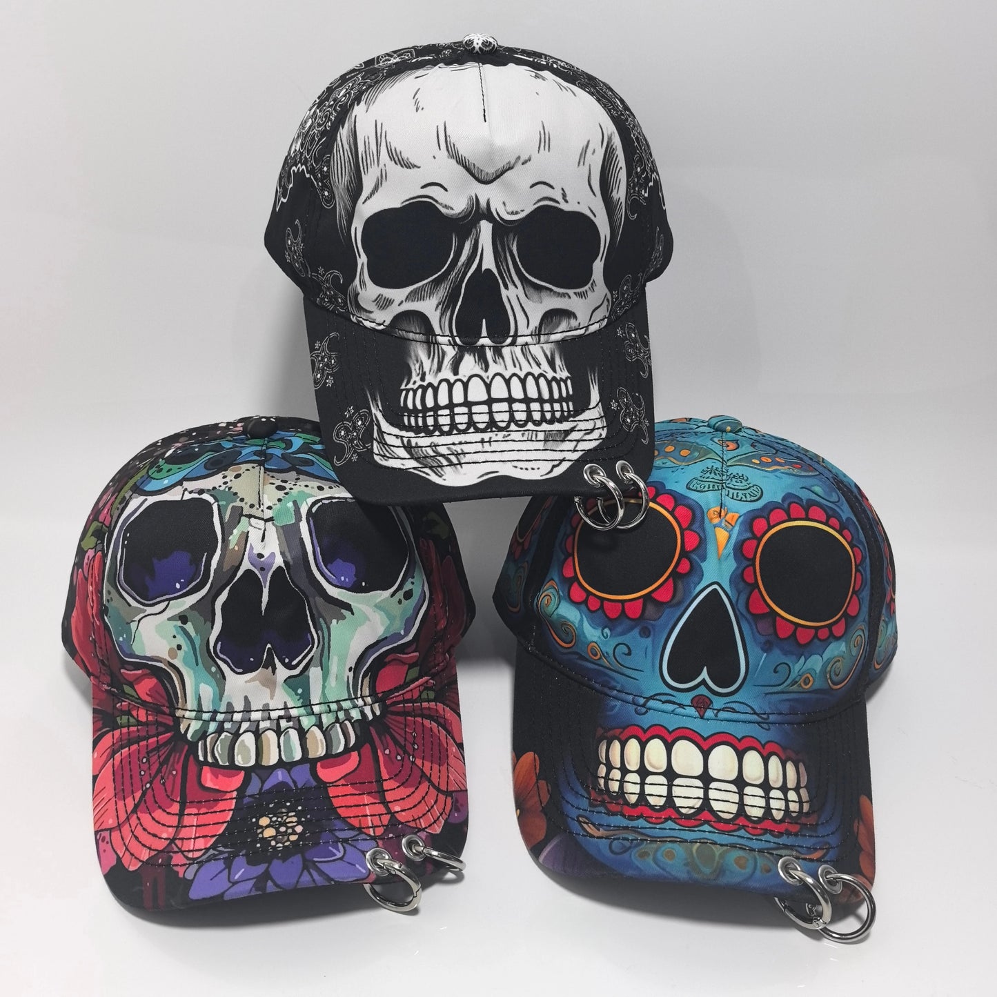 Punk Metal Rings Baseball Cap Men Women