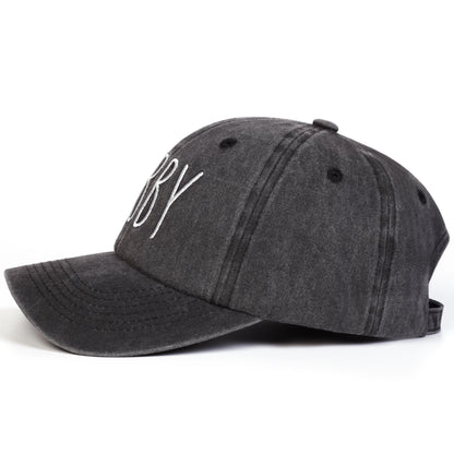 Unisex Hubby Wifey Letter Embroidery Washed Baseball Cap Spring Autumn