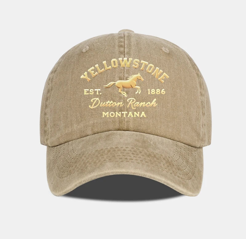 Yellowstone Horse Print Washed Baseball Cap Lightweight Breathable Adjustable Unisex Casual Cap