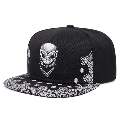 Fashion Snapback Hat Paisley Skeleton Embroidery HipHop Hat