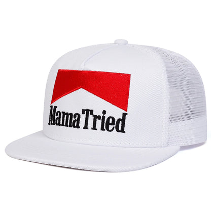 Unisex MAMA TRIED Embroidery Hip-hop Net Hats Outdoor Adjustable Casual Trucker Caps Sunscreen Hat