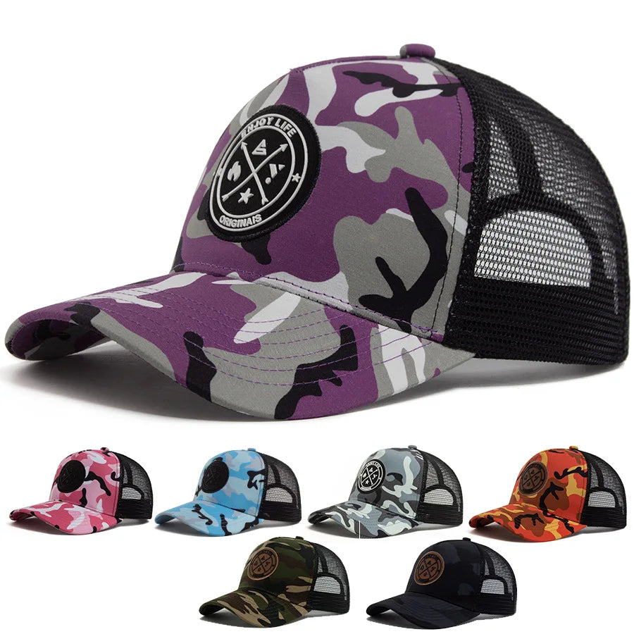 Summer Mesh Colorful camouflage Baseball Cap Women Men
