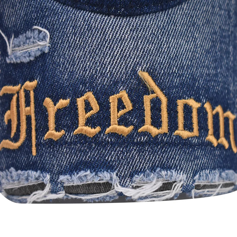 Fashion Denim Baseball Cap Distressed Vintage Cotton