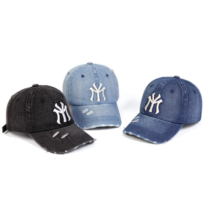 New Unisex Letter Embroidery Hole Denim Baseball Caps Spring Autumn Outdoor