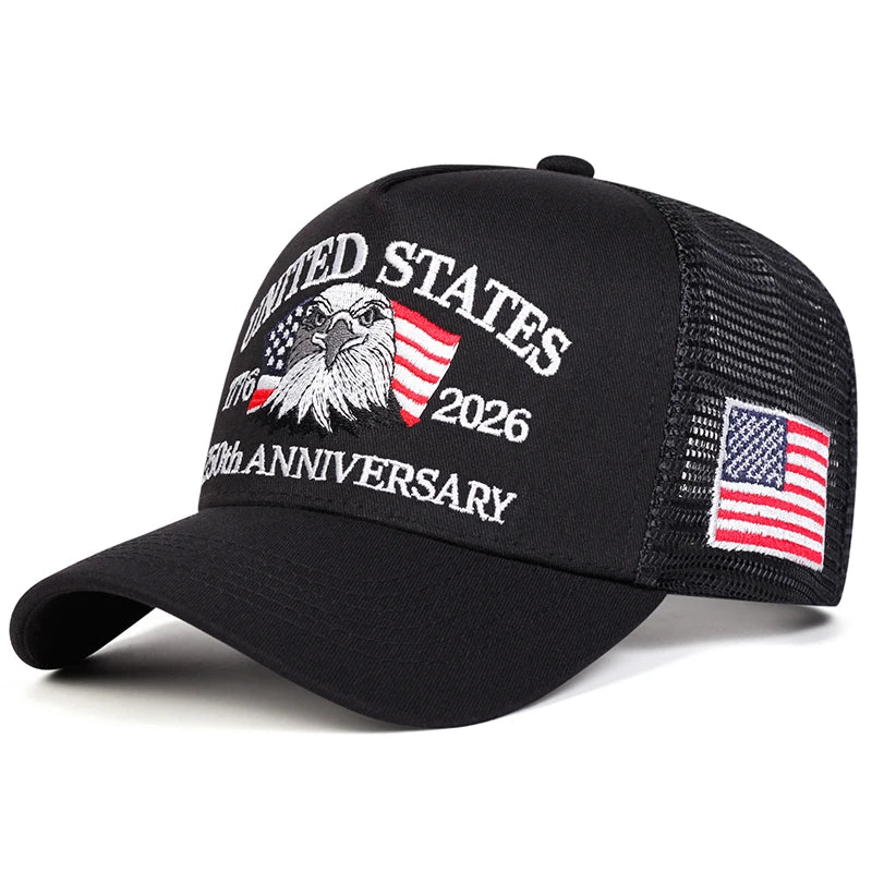 Unisex American Flag Embroidery Baseball Net Caps Spring Summer