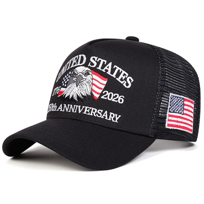 Unisex American Flag Embroidery Baseball Net Caps Spring Summer
