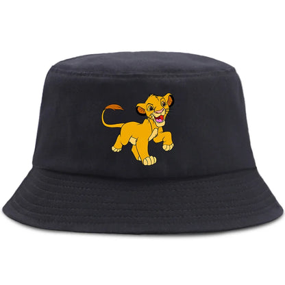 Anime The Lion King Printed Fisherman Hat Cute Cartoon Bucket Hats Autumn Summer