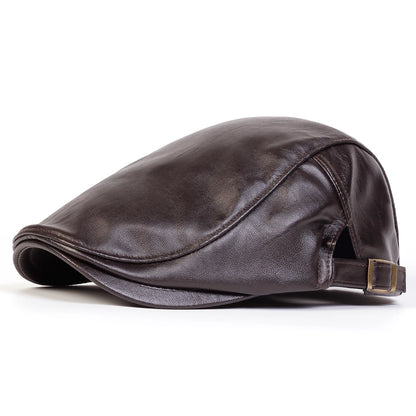 Men Retro Pu Leather Newsboy Caps Painters Hats