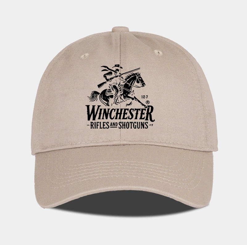 Winchester Cowboy Logo Print Soft Top Baseball Cap Soft Comfortable Breathable Adjustable Retro Western Style