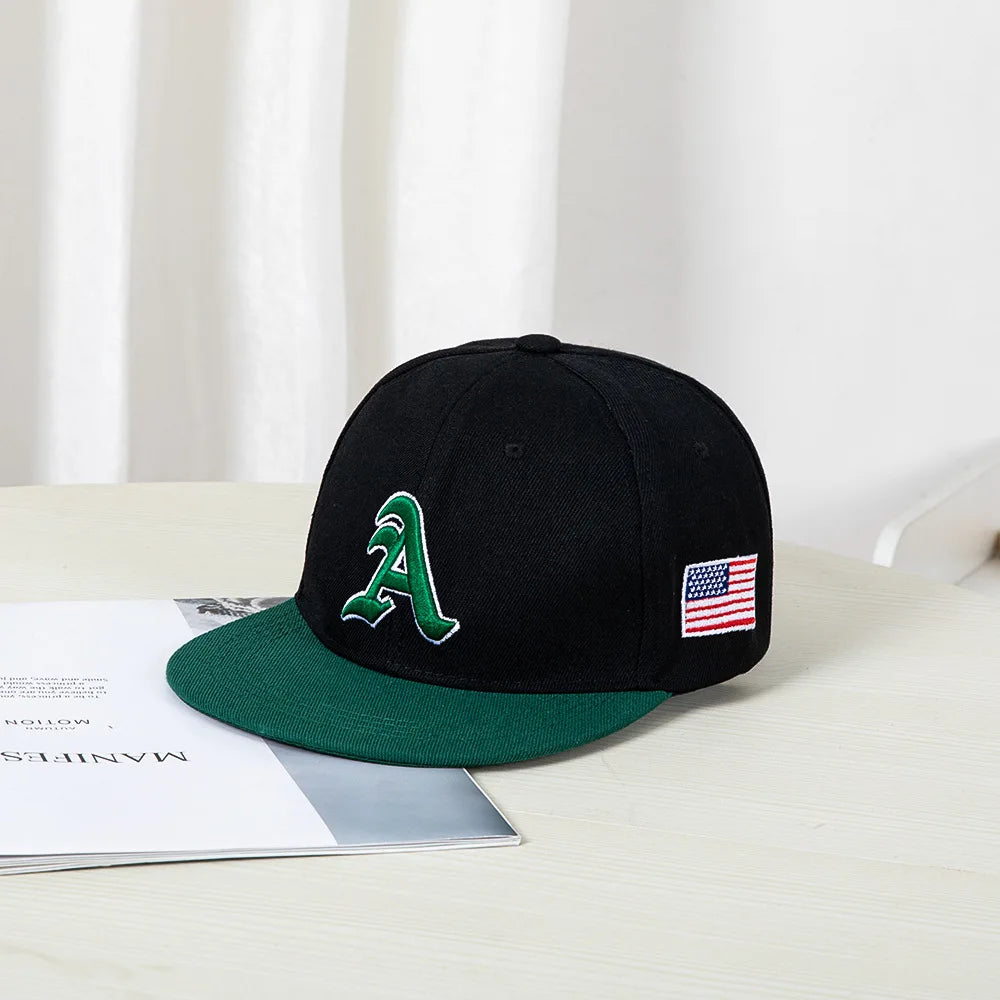 Hip Hop Style Baseball Cap With A Flat Top Color Patching Letter Embroidery Suitable For Both