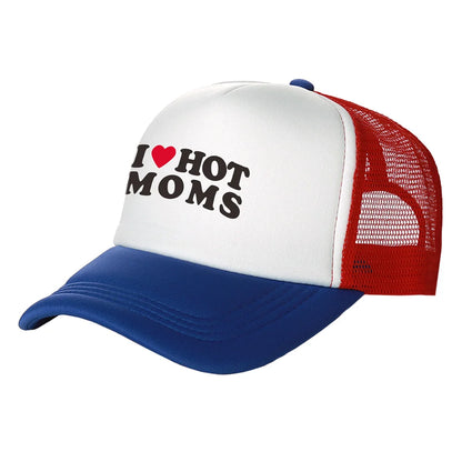 I Love Hot Moms Men Funny Humor Hat Baseball Cap Cool Summer Unisex Mesh Net Caps