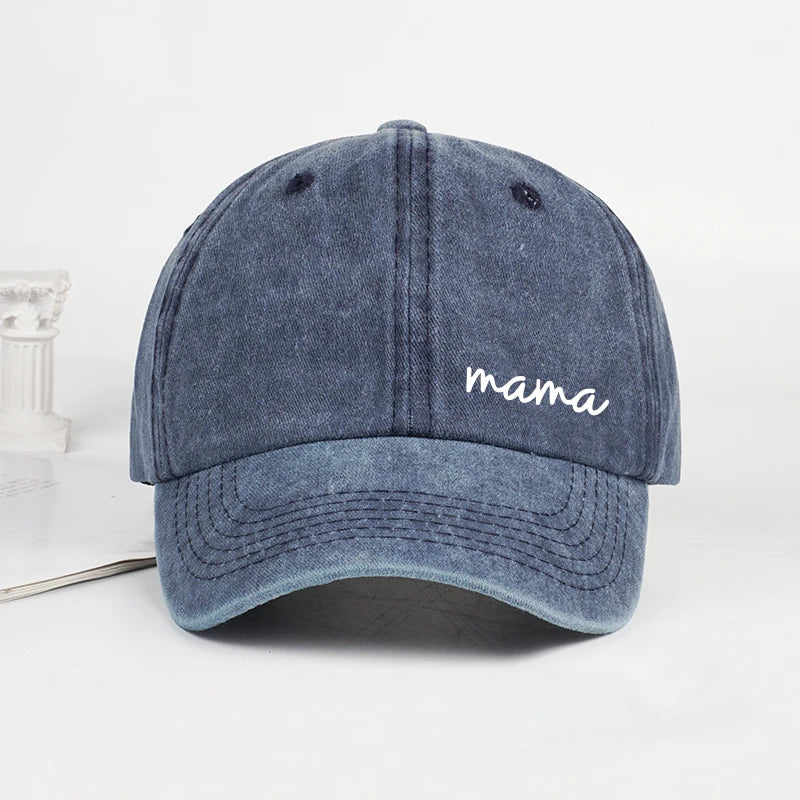Minimalist "Mama" Print Washed Baseball Cap