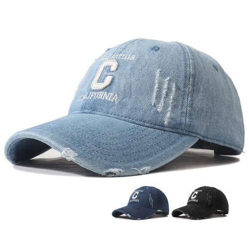 New Letter C Embroidered Washed Denim Baseball Cap