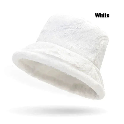 New Autumn And Winter Lady Thick Warm Skin-Friendly Soft Plush Bucket Hat
