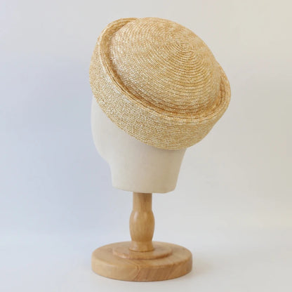 100% Natural Round Straw Hat For Women Japanese Summer Sailor Hat
