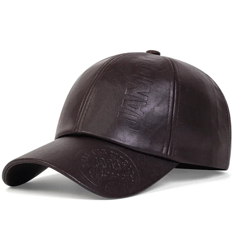 Unisex 1985 Letter Imprinting Leather Baseball Caps Spring and Autumn