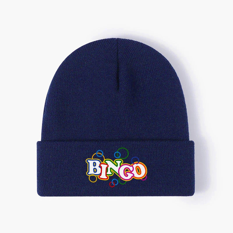 Bingo Letter Pattern Knit Beanie Hat Warm Cuffed Skull Cap