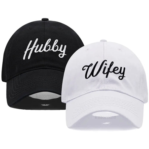 Embroidered Wifey & Hubby Hat Soft Cotton