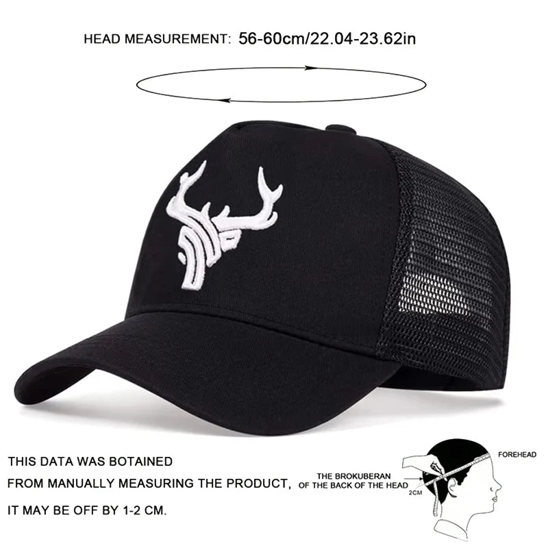 Unisex Antler Embroidered Baseball Cap Men Women Summer
