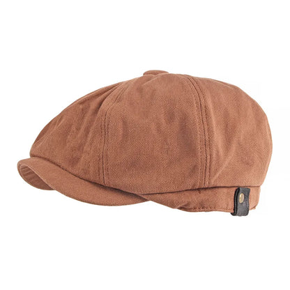 Men's Octagonal Newsboy Hat Cotton Cap French Street Style