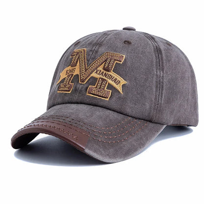 Unisex Baseball Cap M Letter Embroidery Dad Hat Women Men Outdoor Washed Cotton Cap