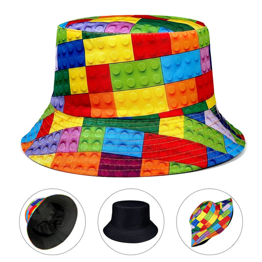 Personalized Building Block Puzzle Fisherman's Hat,  Foldable Stylish Bucket Hat, All-Season Bucket Hat