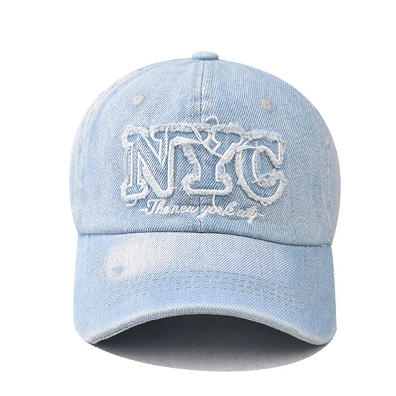 Denim Baseball Cap NYC Letters Embroidery Y2K Fashion Women Men Caps