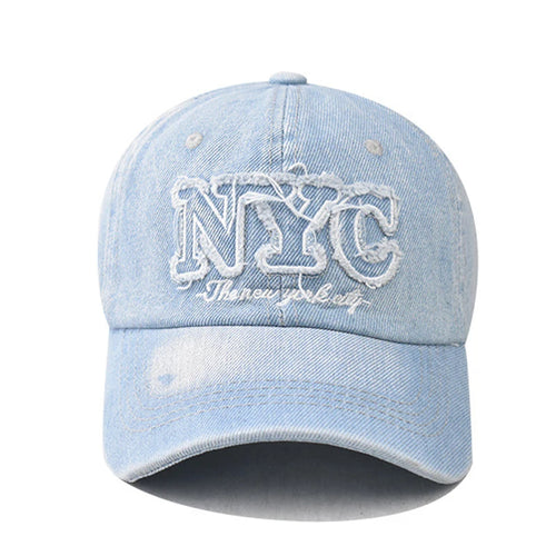 Denim Baseball Cap NYC Letters Embroidery Y2K Fashion Women Men Caps