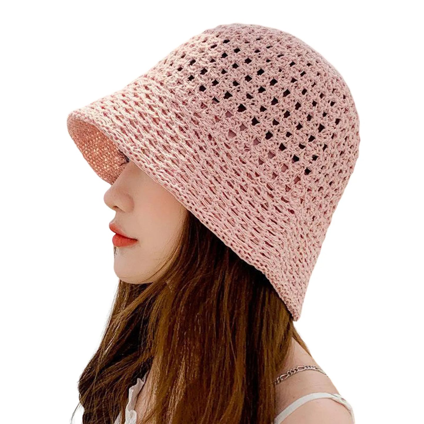 Summer Hiking Fisherman Hat Hollow Out Thin Breathable Sun Hat