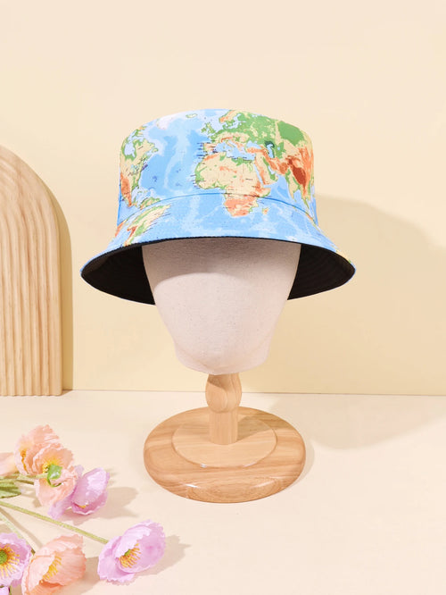 1PC Global Map Fisherman Hat
