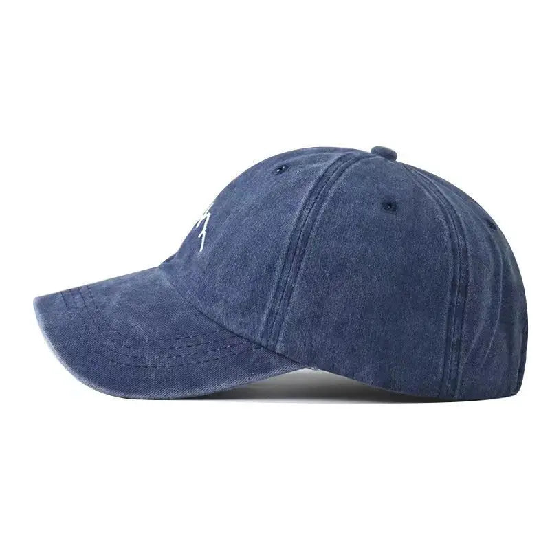 Unisex Washed Cotton Cap Mountain Embroidery Vintage Baseball Cap Men Women