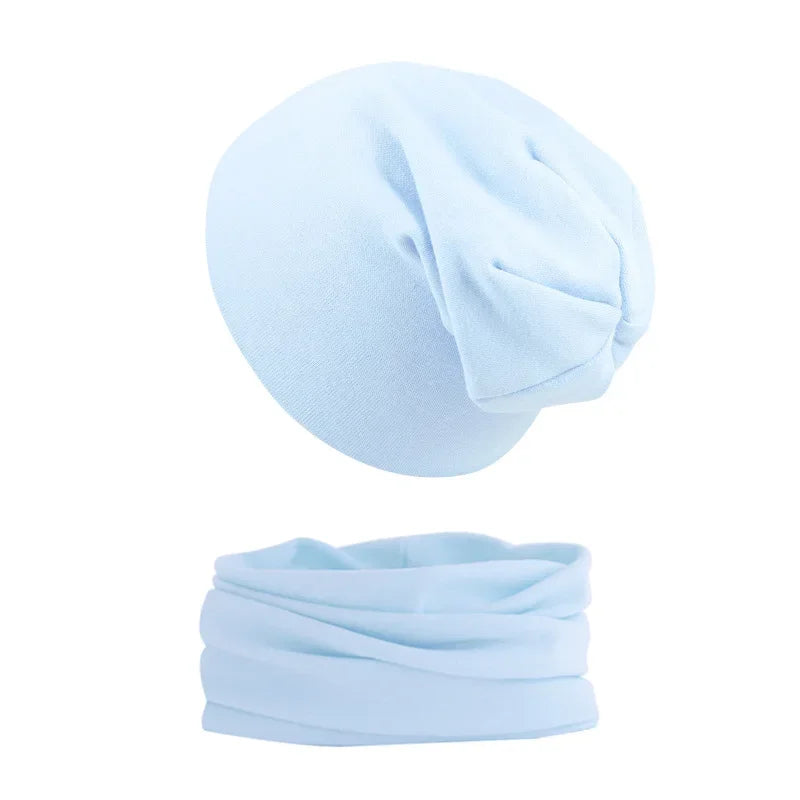 New Baby Hat Scarf Set Boys Girls Cap Autumn Winter Soft Elastic Beanie Hats Cotton