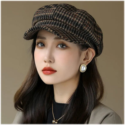 British Style Ladies Octagonal Hat Spring And Autumn