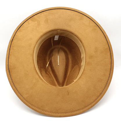 Suede Jazz Fedora Hats For Women Men 9.5cm Large Brim Woolen