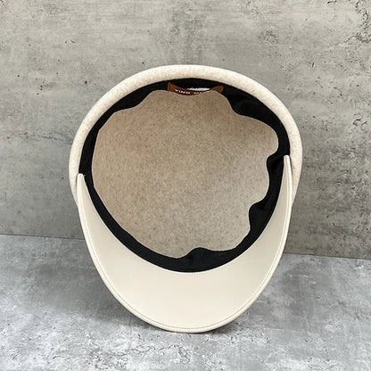 Gentle Beige Wool Equestrian Hat Female Autumn Winter