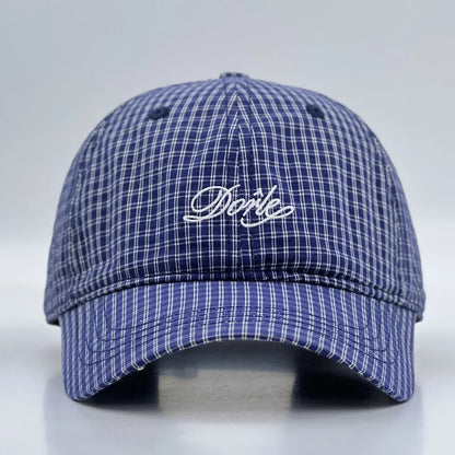 Korean Style Plaid Letter Embroidered Baseball Cap